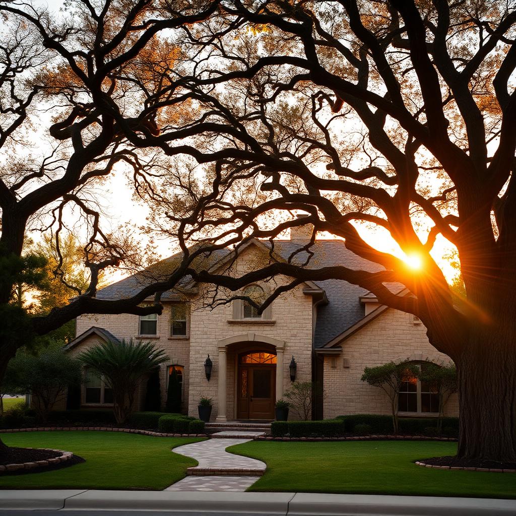A Texas family home at golden hour, protected by the right coverage